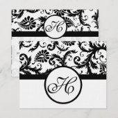 Black Damask-reactiekaart - tekst aan de kant van  RSVP Kaartje (Voorkant / Achterkant)