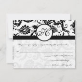 Black Damask-reactiekaart - tekst aan de kant van  RSVP Kaartje (Achterkant)