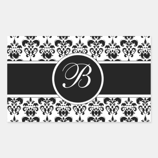 Black Damask Rechthoekige Sticker (Voorkant)
