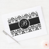 Black Damask Rechthoekige Sticker (Envelop)