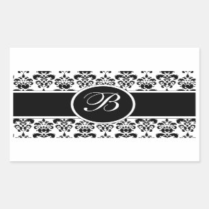 Black Damask Rechthoekige Sticker