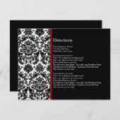Black Damask Red Accent Direction Card Informatiekaartje (Voorkant / Achterkant)