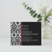 Black Damask Red Accent Direction Card Informatiekaartje (Staand voorkant)