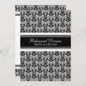 Black Damask Rehearsal Dinner Party Kaart (Voorkant / Achterkant)