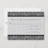Black Damask Response Kaart- RSVP Kaartje (Voorkant)