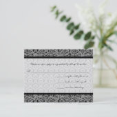 Black Damask Response Kaart- RSVP Kaartje (Staand voorkant)