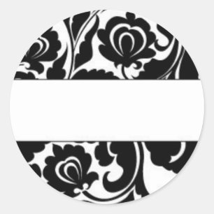 Black Damask Return-adres Ronde Sticker