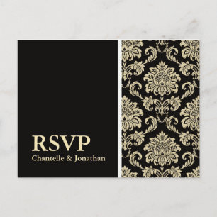 Black Damask RSVP Briefkaart