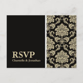 Black Damask RSVP Briefkaart (Voorkant)