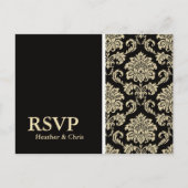 Black Damask RSVP Briefkaart (Voorkant)