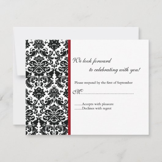 Black Damask RSVP-reactiekaart RSVP Kaartje (Voorkant)