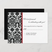 Black Damask RSVP-reactiekaart RSVP Kaartje (Voorkant / Achterkant)