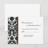 Black Damask RSVP-reactiekaart RSVP Kaartje (Voorkant / Achterkant)