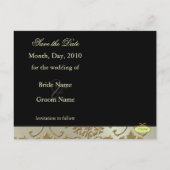 Black Damask Save the Date Foto briefkaarten, Aankondigingskaart (Achterkant)