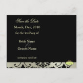 Black Damask Save the Date Foto briefkaarten, Aankondigingskaart (Achterkant)
