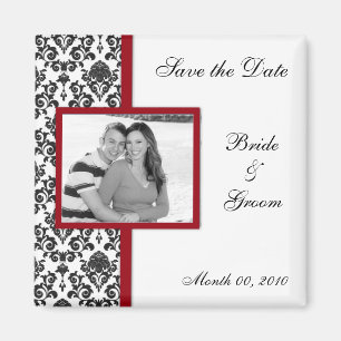 Black Damask Save the Date Photo Magnets Magneet