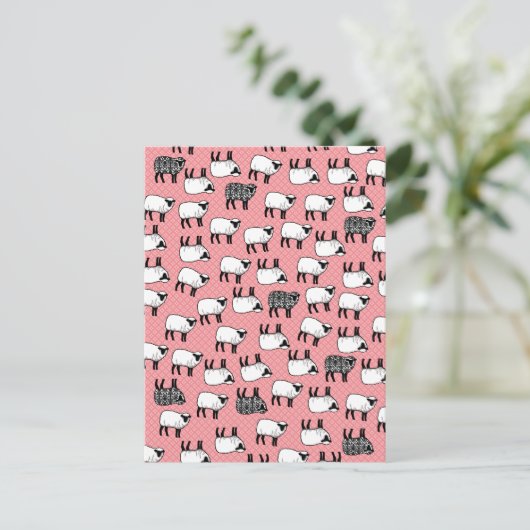 Black Damask Sheep Briefkaart (Staand voorkant)