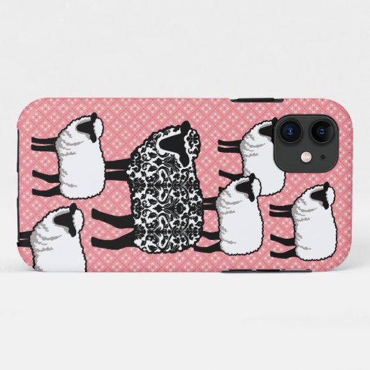Black Damask Sheep Case-Mate iPhone Case (Achterkant (horizontaal))