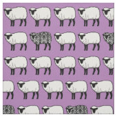 Black Damask Sheep op Paars Stof (Swatch)
