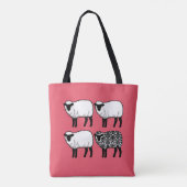 Black Damask Sheep op Roze Tote Bag (Achterkant)