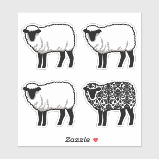 Black Damask Sheep Sticker (Vel)