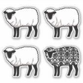 Black Damask Sheep Sticker (Voorkant)