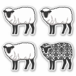 Black Damask Sheep Sticker
