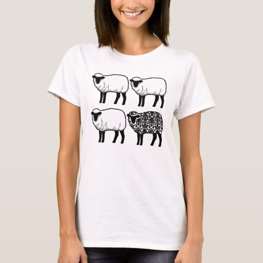 Black Damask Sheep T-shirt (Voorkant)