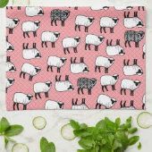 Black Damask Sheep Theedoek (Gevouwen)