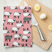 Black Damask Sheep Theedoek (Quarter Fold)