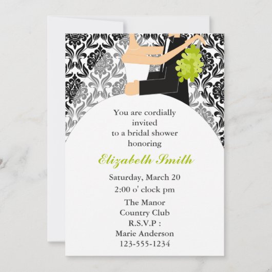 Black Damask Shower Kaart (Voorkant)
