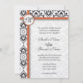 Black Damask Side Borders Oranje Red Trim Weddensc Kaart (Achterkant)