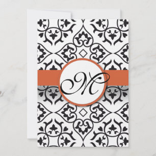 Black Damask Side Borders Oranje Red Trim Weddensc Kaart