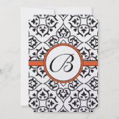 Black Damask Side Borders Oranje Trim Wedding Kaart (Voorkant)