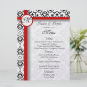 Black Damask Side Borders Red Trim WeddenMenu Menu (Staand voorkant)