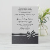 Black Damask Silver 25th Jubileum Party Kaart (Staand voorkant)