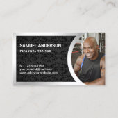 Black Damask Silver Fitness Personal Trainer Foto Visitekaartje (Voorkant)