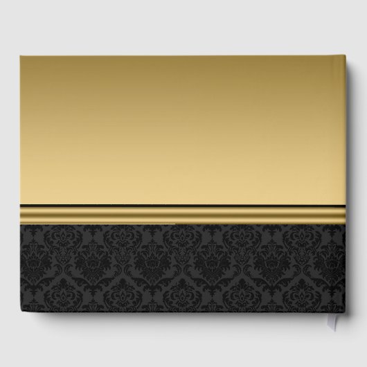 Black Damask Silver Gold Heart Gastenboek (Achterkant)