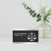 Black Damask Silver Justice Scale Lawyer Attorney Visitekaartje (Staand voorkant)