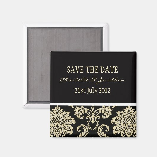 Black Damask Sla de datummagneet op Magneet (Voorkant / Achterkant)