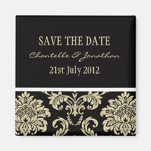 Black Damask Sla de datummagneet op Magneet (Voorkant)