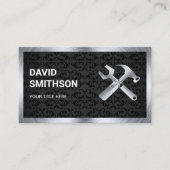 Black Damask Steel Handyman Auto Repair Mechanic Visitekaartje (Voorkant)