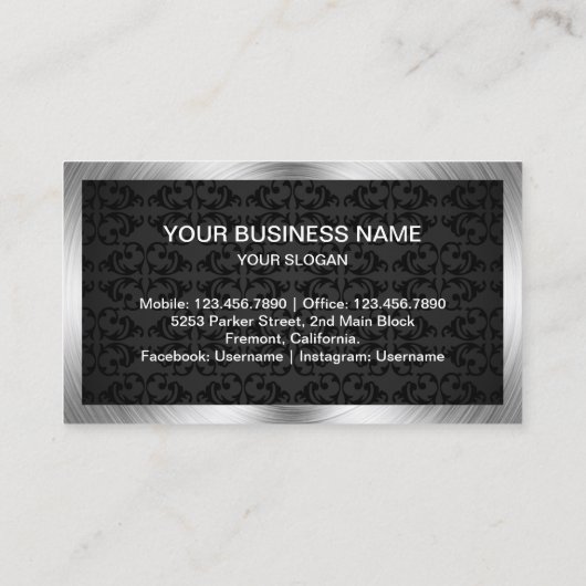 Black Damask Steel Home Appliances Repair Visitekaartje (Achterkant)