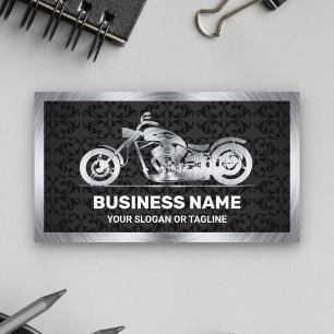 Black Damask Steel Motorbike Motorcycle Mechanic Visitekaartje