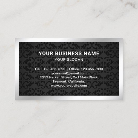 Black Damask Steel Welding Fabricator Welder Visitekaartje (Achterkant)