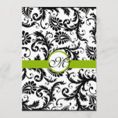 Black Damask Swirl Apple Green Wedding Menu (Achterkant)