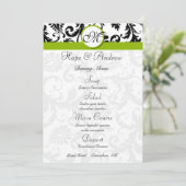 Black Damask Swirl Apple Green Wedding Menu (Staand voorkant)