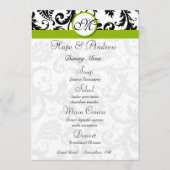 Black Damask Swirl Apple Green Wedding Menu (Voorkant)