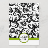 Black Damask Swirl Apple Green Wedding Menu (Achterkant)