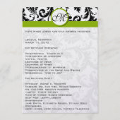 Black Damask Swirl Apple Green Wedding Program Programmakaart (Voorkant)